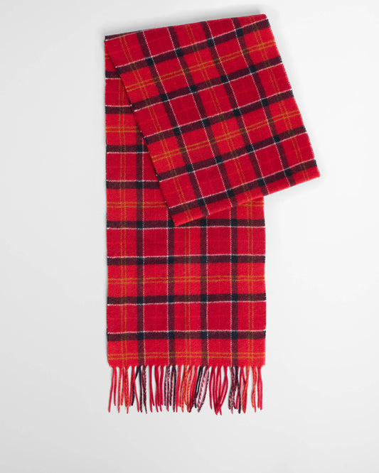Barbour Tartan Unisex Lambswool Scarf - Cardinal Tartan, folded.