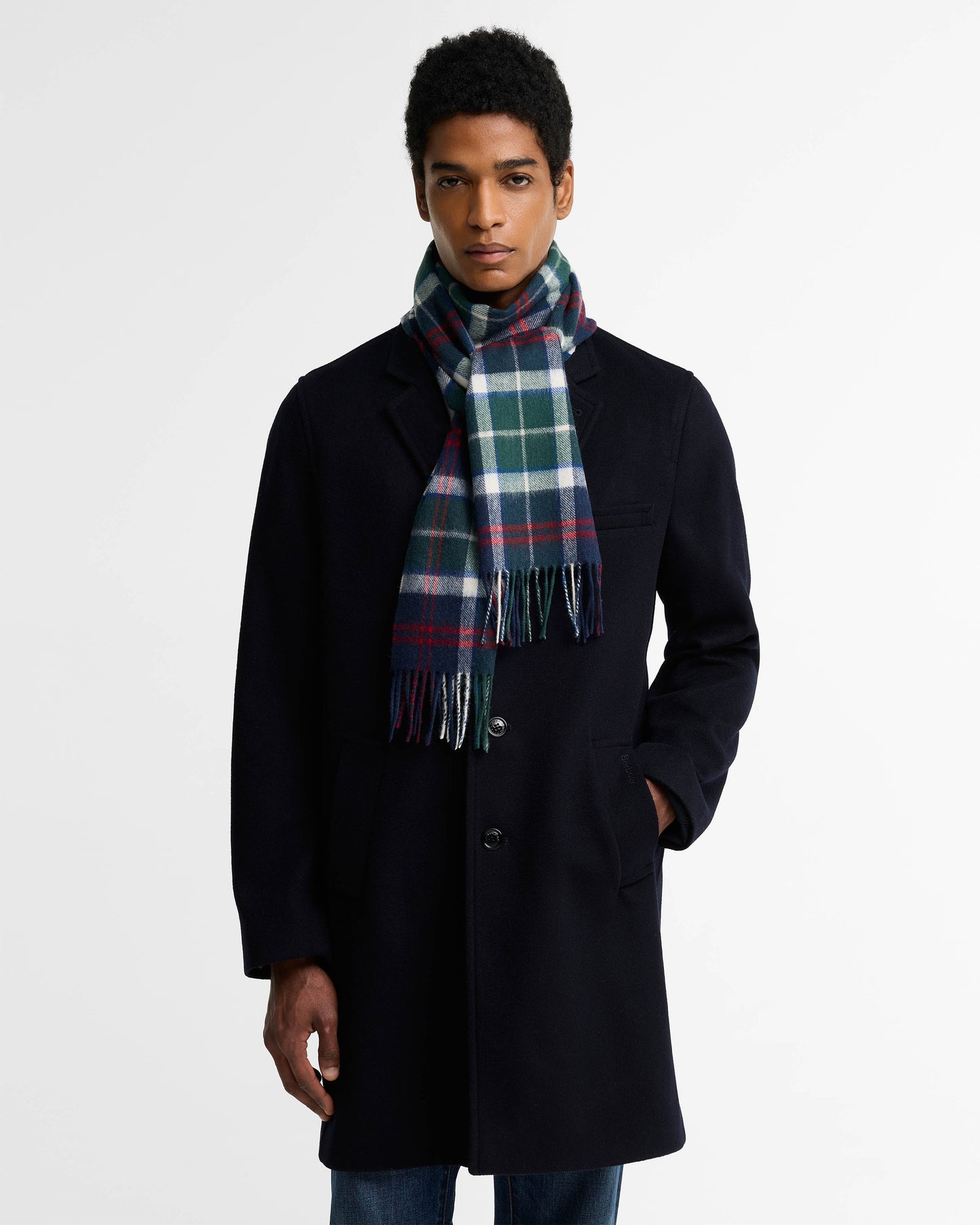 Barbour Merino Cashmere Tartan Scarf - Evergreen Tartan | CHO | Designer Unisex Scarves