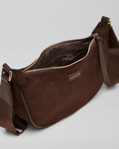 Joules Jade Womens Half Moon Bag - Chocolate Brown, open