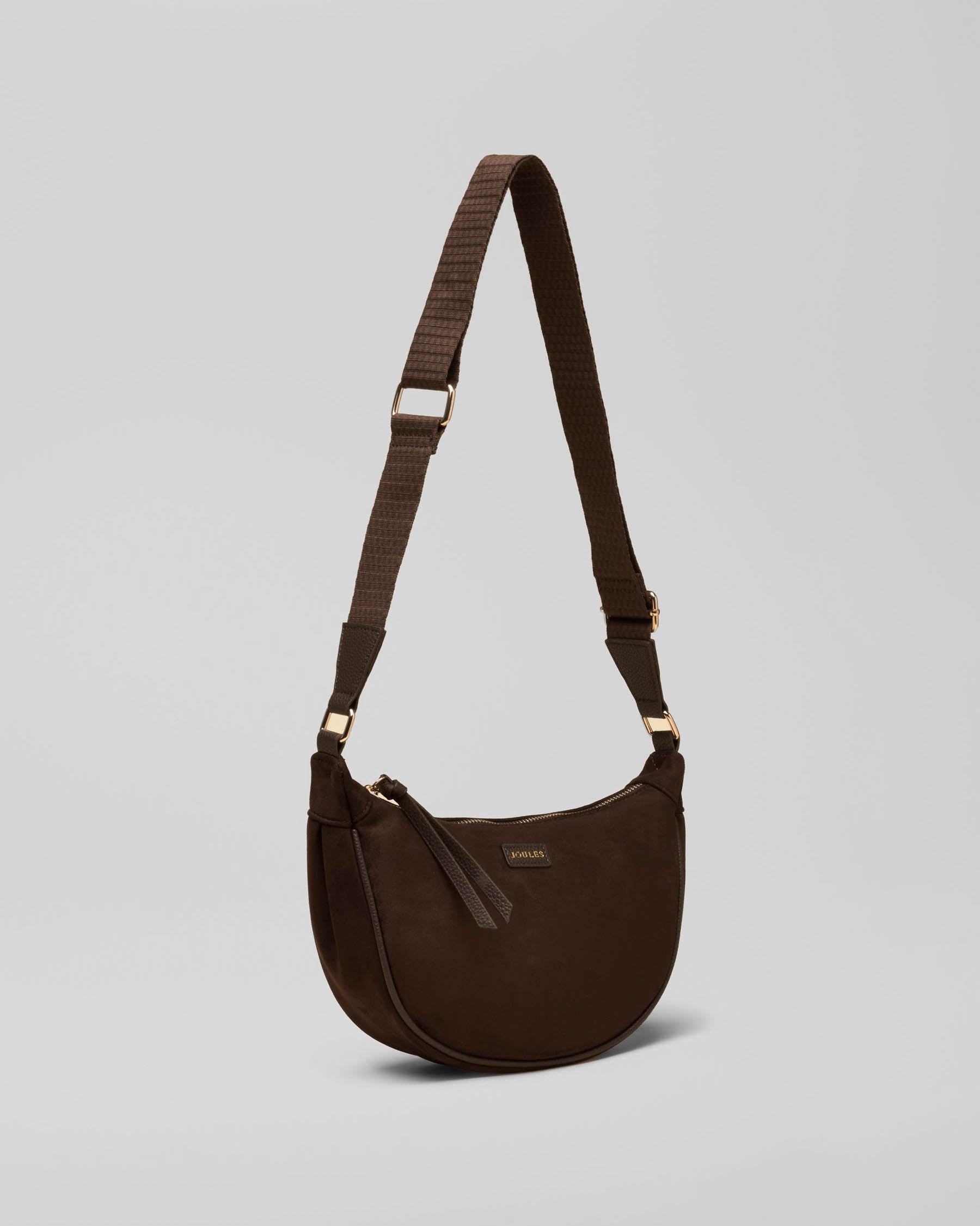 Joules Jade Womens Half Moon Bag - Chocolate Brown, strap up