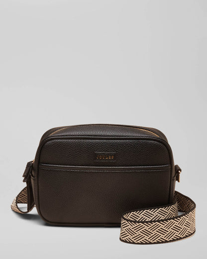 Joules Trent Womens Faux Leather Crossbody Bag - Black, front