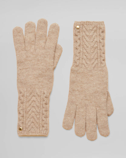 Joules Womens Cable Knit Gloves - Oatmeal | CHO | Designer Womens Knitted Gloves