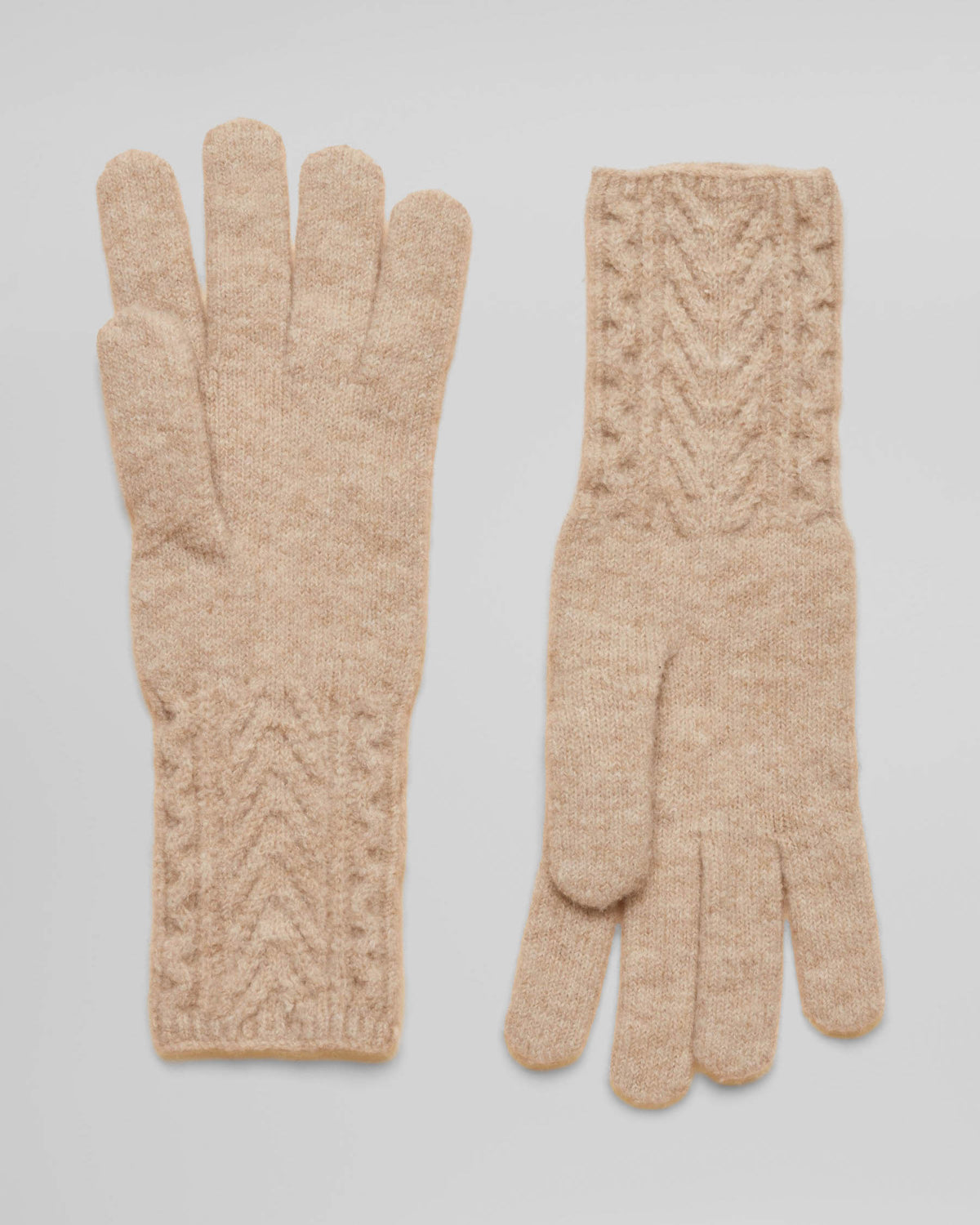 Joules Womens Cable Knit Gloves - Oatmeal | CHO | Designer Womens Knitted Gloves
