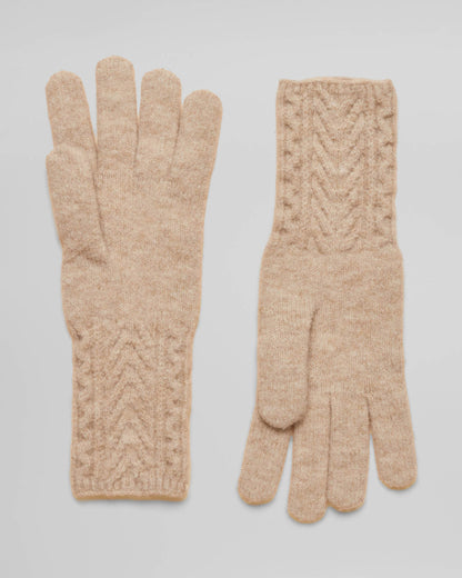 Joules Womens Cable Knit Gloves - Oatmeal | CHO | Designer Womens Knitted Gloves