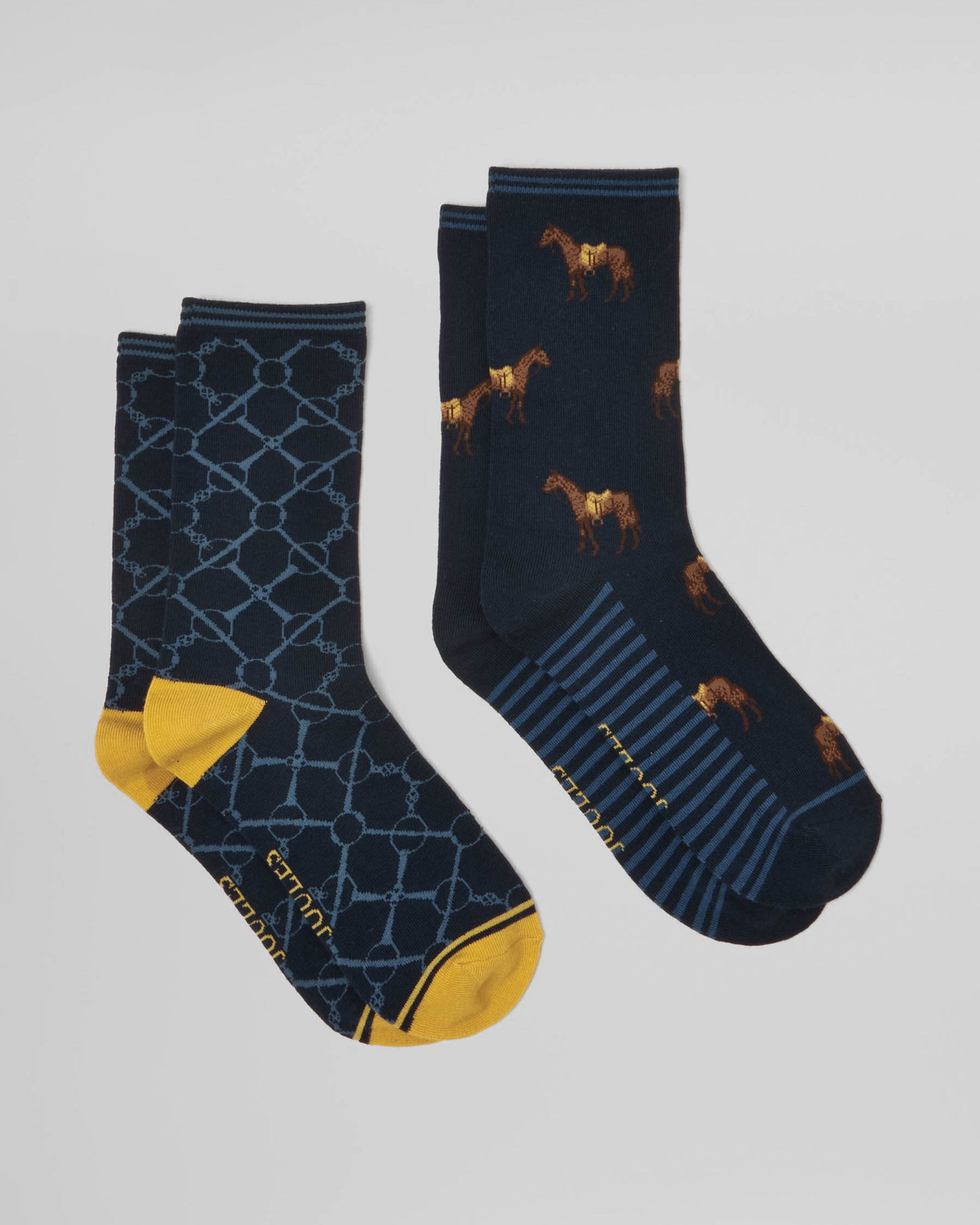 Joules Everyday 2 Pack Womens Socks - Navy Horse