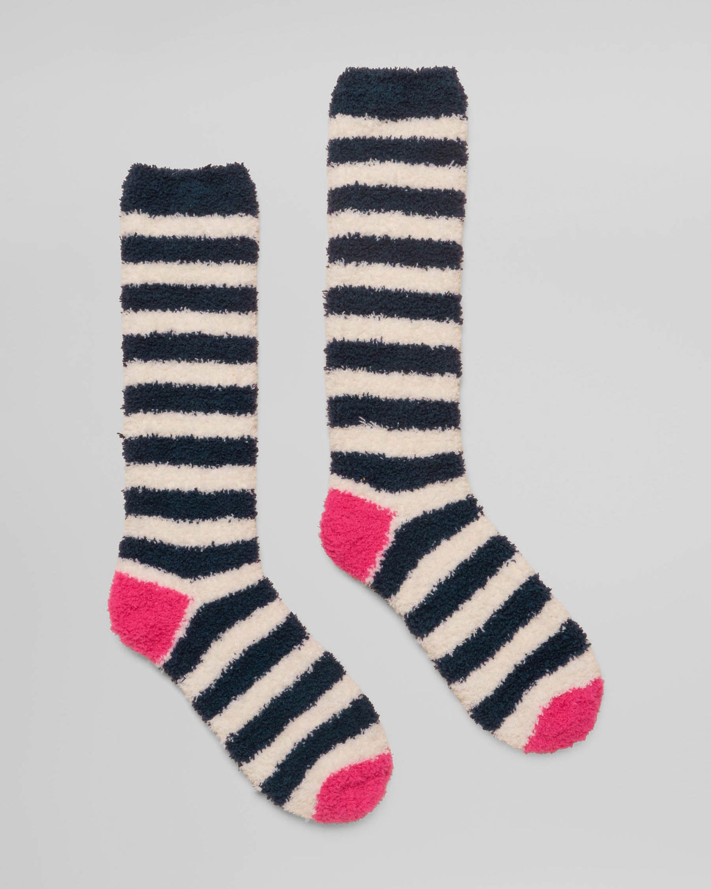 Joules Fluffy Womens Socks - Navy Cream Stripe