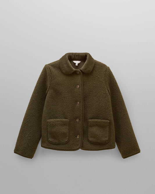 Joules Sadie Short Womens Fleece Jacket - Khaki Green | CHO | Designer Womens Fleece Jackets