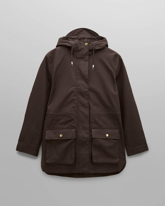 Joules Portwell Womens Raincoat - Chocolate Brown | CHO | Designer Womens Rain Coats