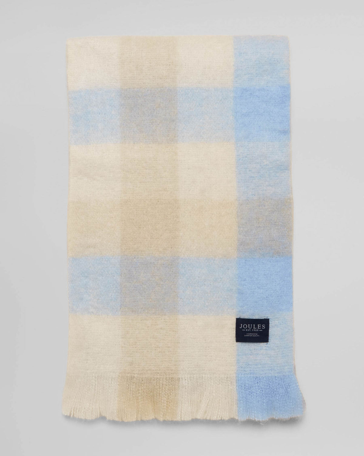 Joules Betsy Womens Brushed Scarf - Blue/Ecru Gingham