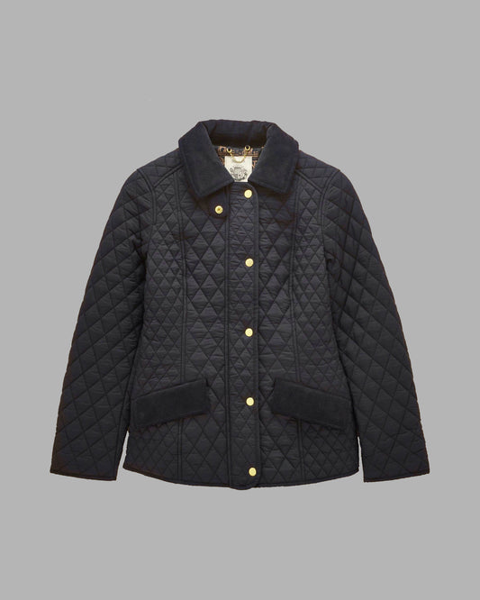 Joules Highclere Womens Showerproof Diamond Quilted Jacket - Navy | CHO | Designer Womens Padded Jackets
