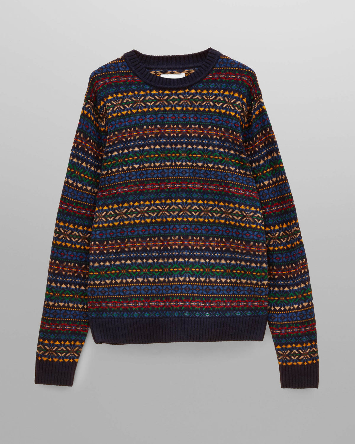 Joules Mens Crew Neck Fairisle Jumper - Navy Multi | CHO | Designer Mens Jumpers