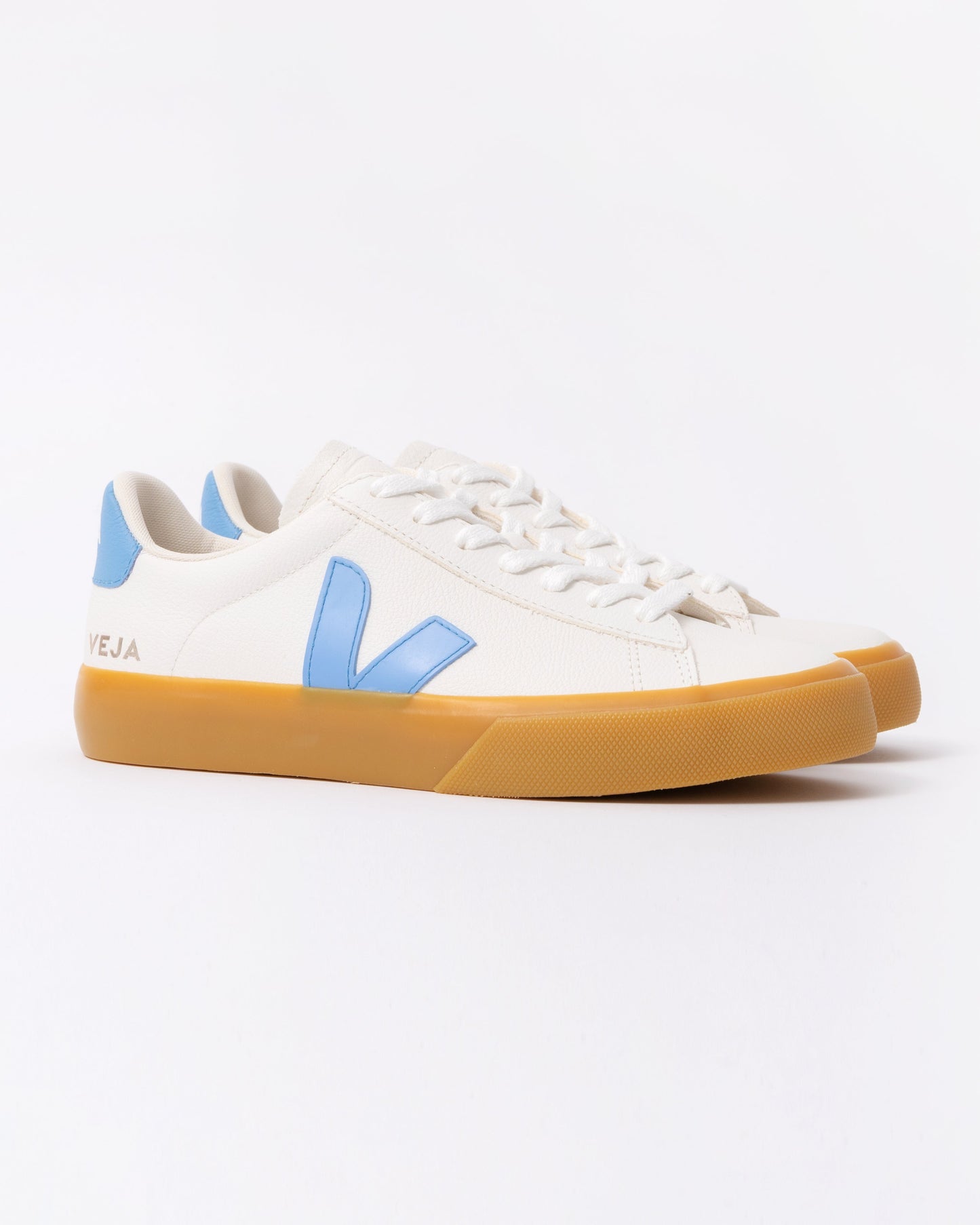 Veja Campo Leather Womens Trainers - White/Aqua
