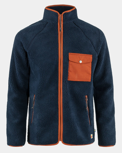 Fjallraven Vardag Pile Mens Fleece - Navy-Autumn Leaf 560-215