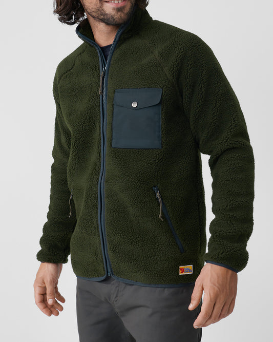 Fjallraven Vardag Pile Mens Fleece - Deep Forest 662 | CHO | Designer Mens Light Jackets