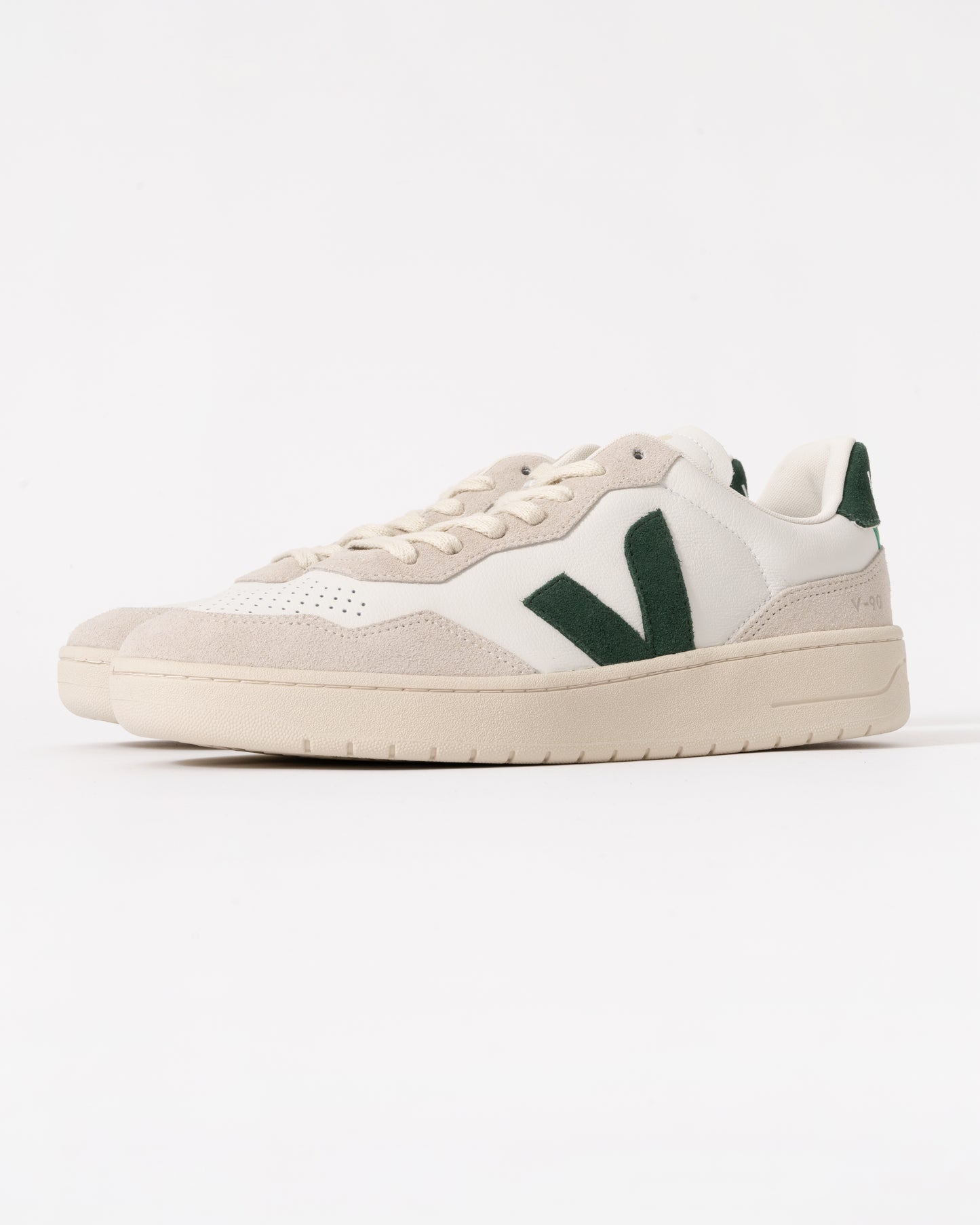 Veja V-90 OT Leather Mens Trainers White/Cyprus - CHO - Designer Mens Trainers