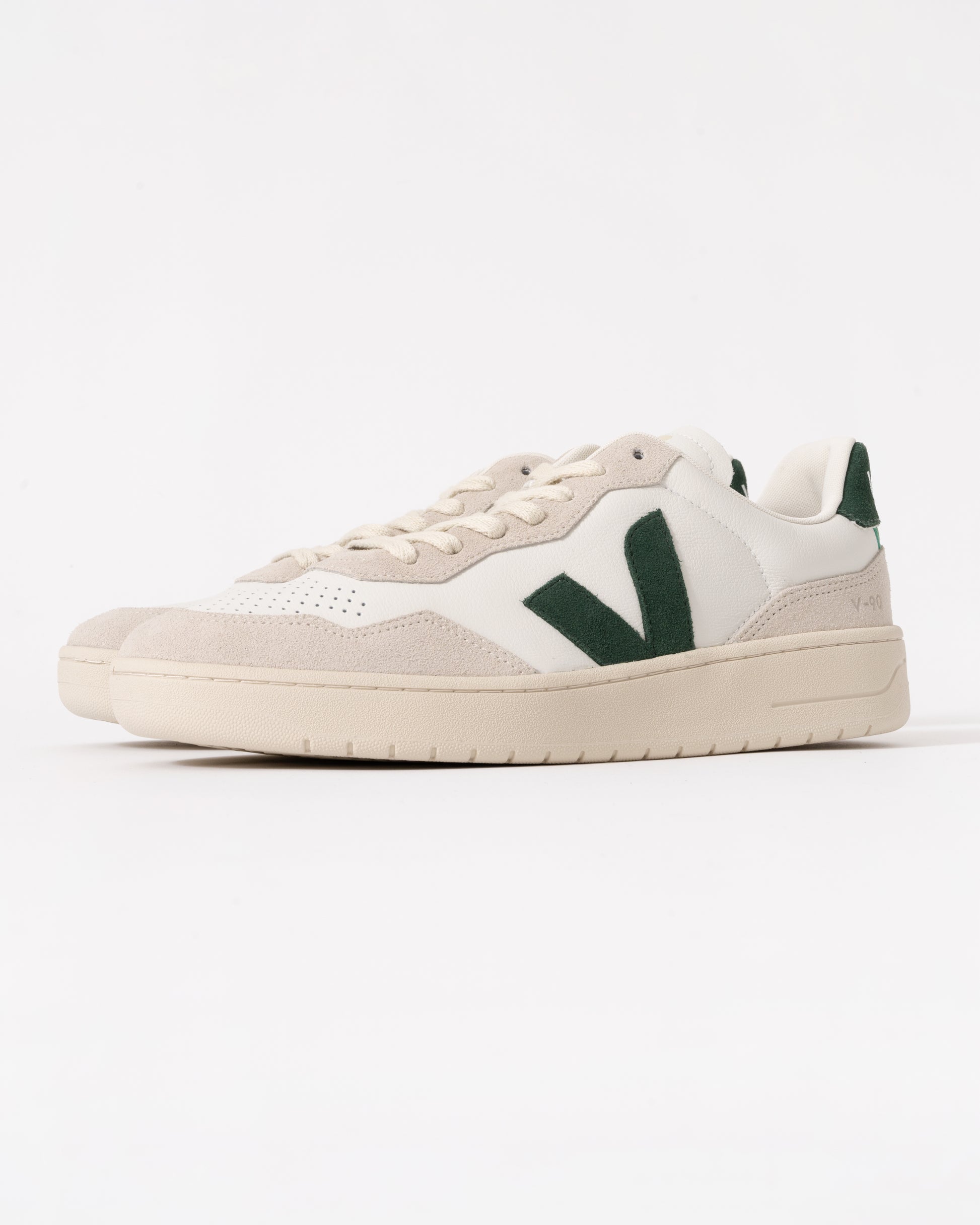 Veja V-90 OT Leather Mens Trainers White/Cyprus - CHO - Designer Mens Trainers