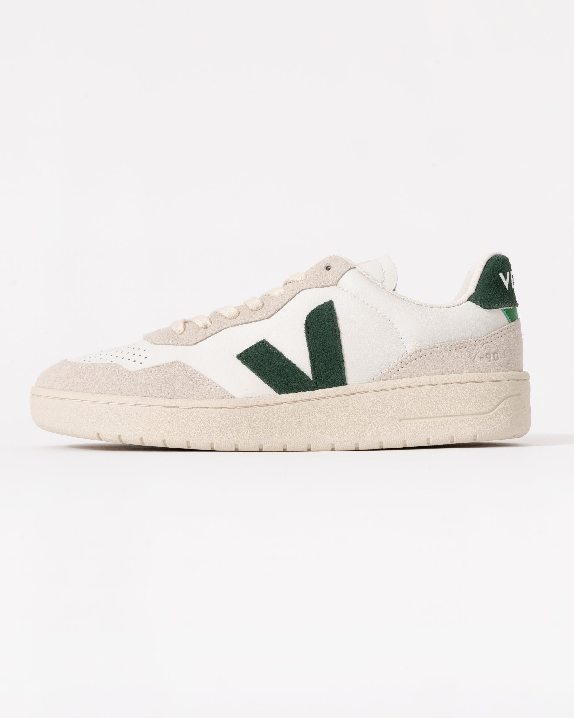 Veja V-90 OT Leather Mens Trainers White/Cyprus - CHO - Designer Mens Trainers