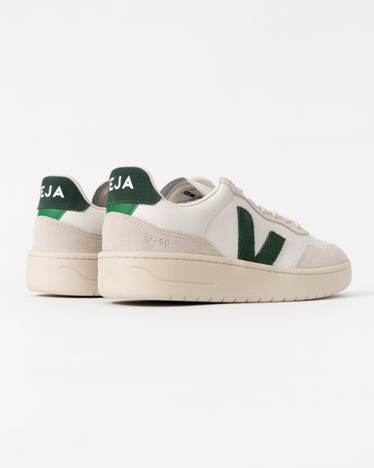 Veja V-90 OT Leather Mens Trainers White/Cyprus - CHO - Designer Mens Trainers