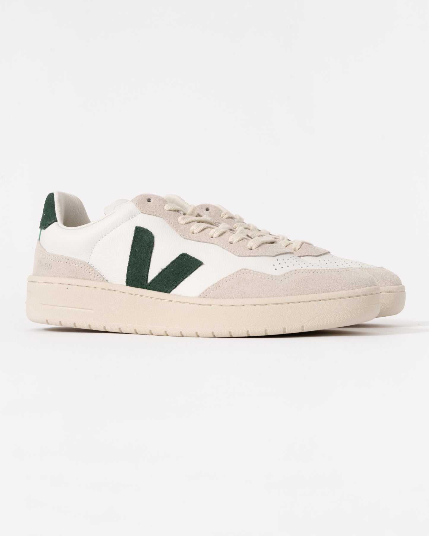 Veja V-90 OT Leather Mens Trainers White/Cyprus - CHO - Designer Mens Trainers