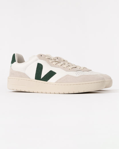 Veja V-90 OT Leather Mens Trainers White/Cyprus - CHO - Designer Mens Trainers