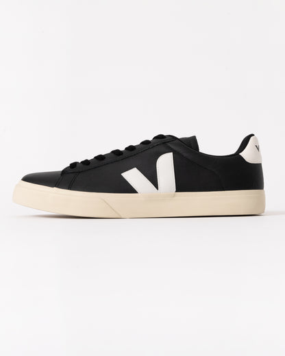 Veja Campo Leather Mens Trainers - Black/White - CHO - Designer Mens Trainers