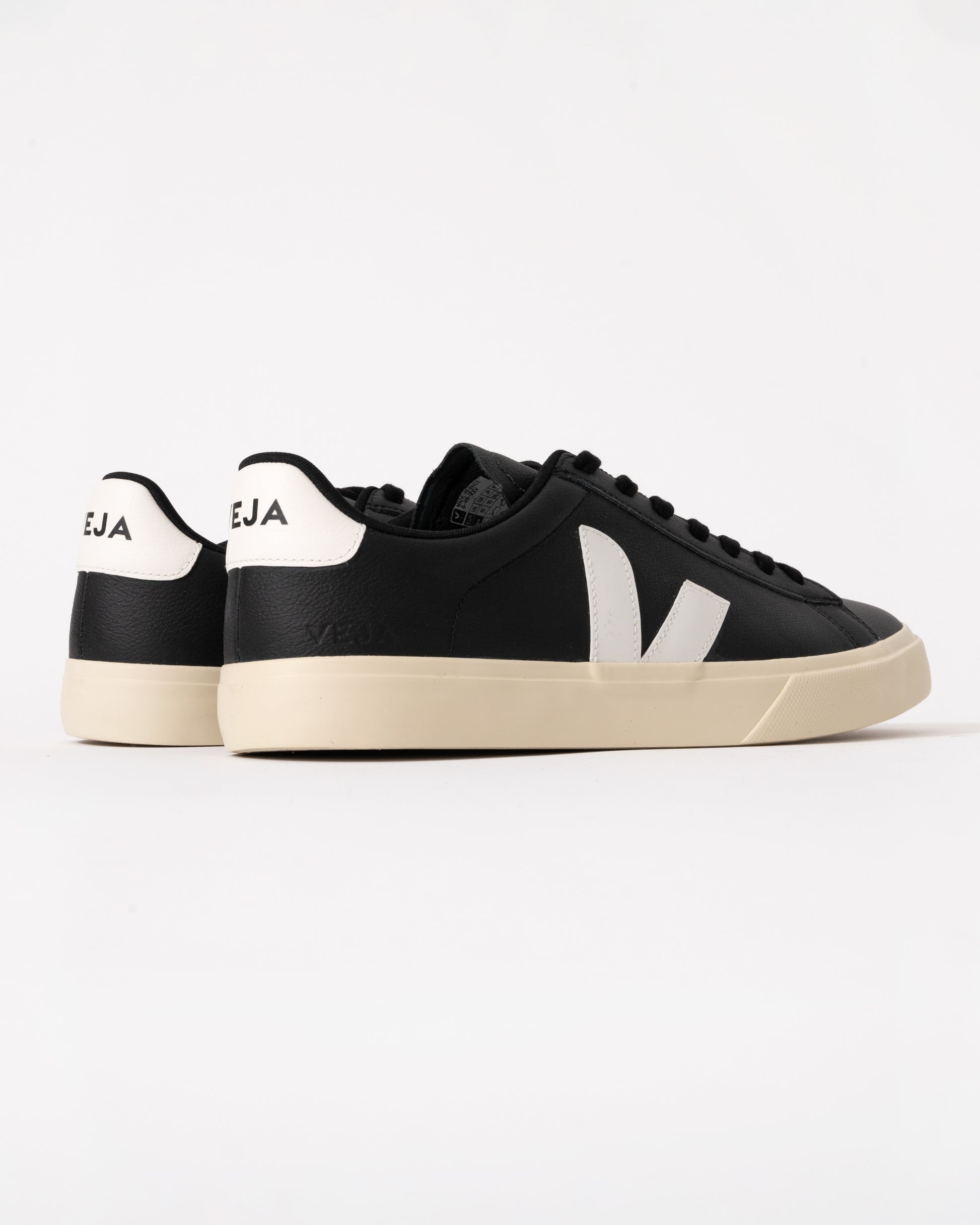 Veja Campo Leather Mens Trainers - Black/White - CHO - Designer Mens Trainers
