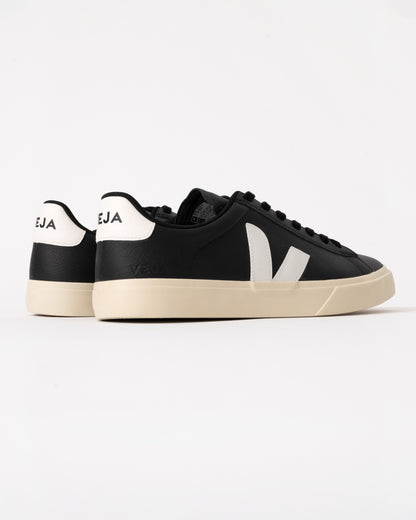 Veja Campo Leather Mens Trainers - Black/White - CHO - Designer Mens Trainers