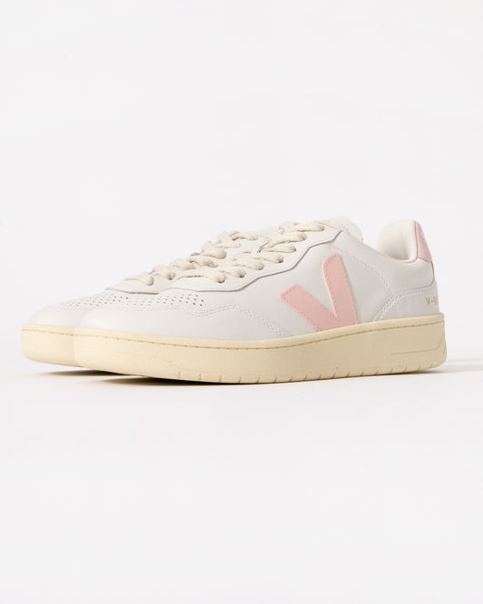 Veja V-90 OT Leather Womens Trainers - White/Petale