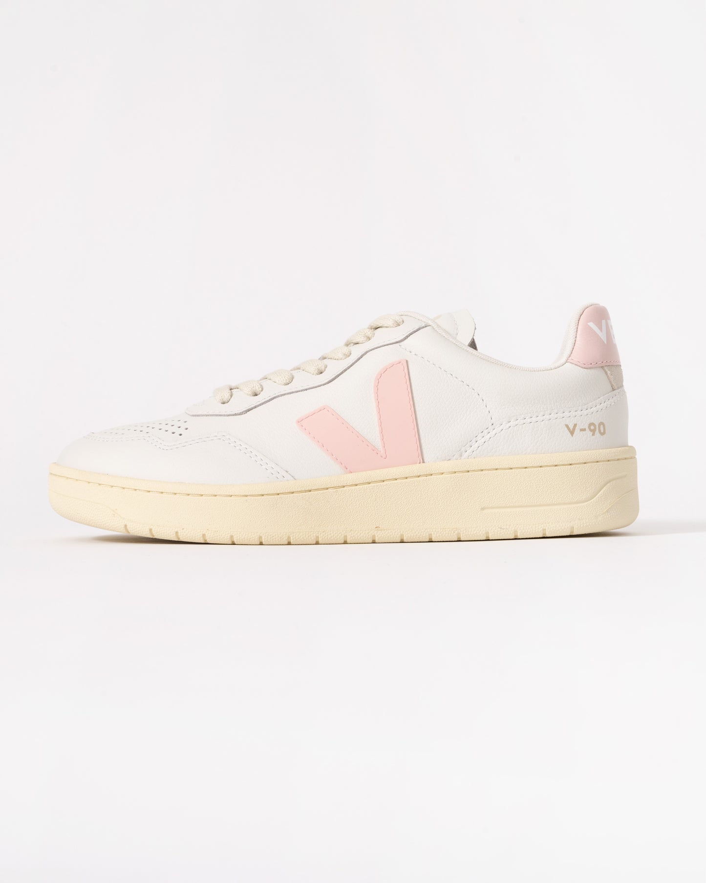 Veja V-90 OT Leather Womens Trainers - White/Petale - CHO - Designer Womens Trainers