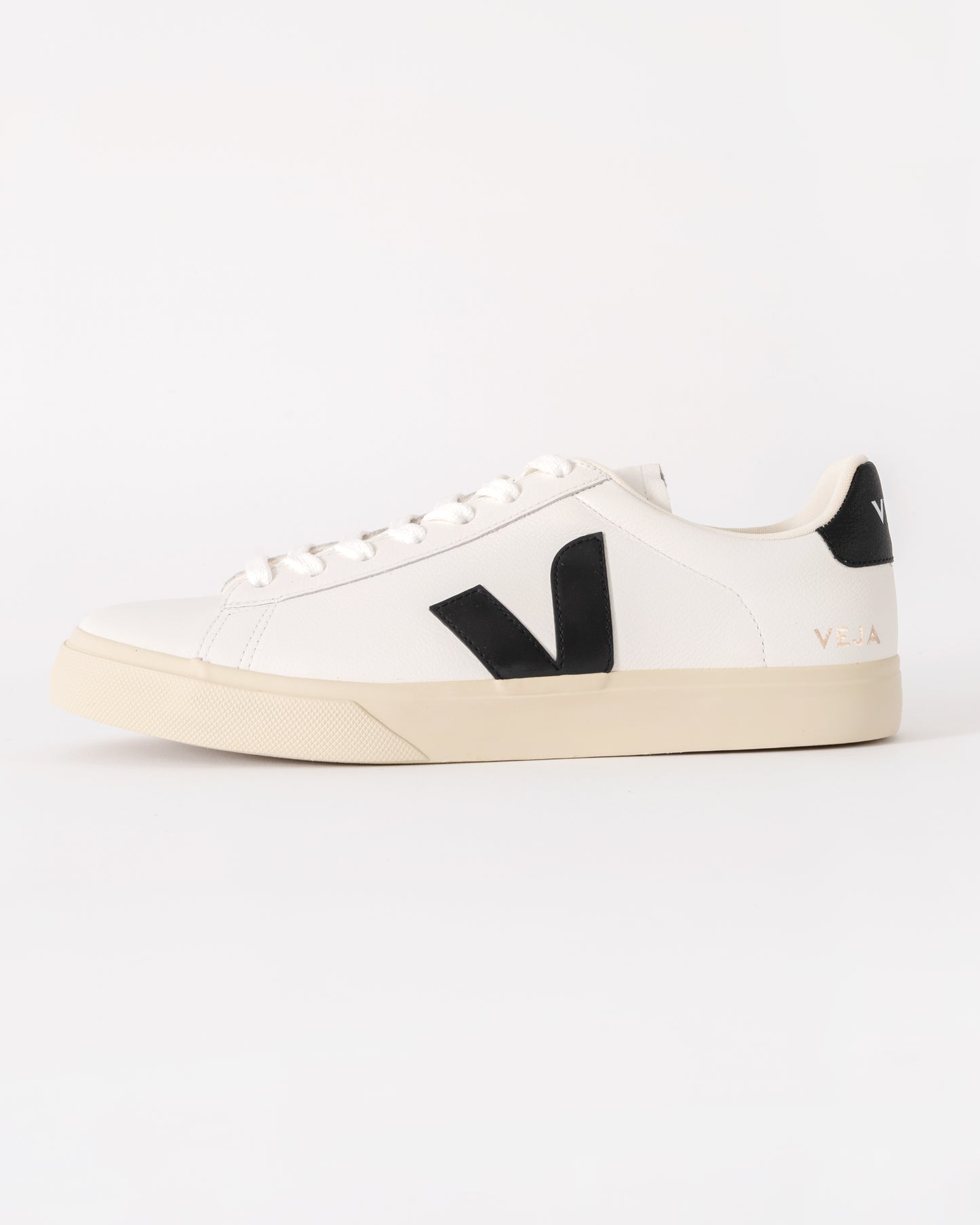 Veja Campo Leather Mens Trainers - White/Black - CHO - Designer Mens Trainers