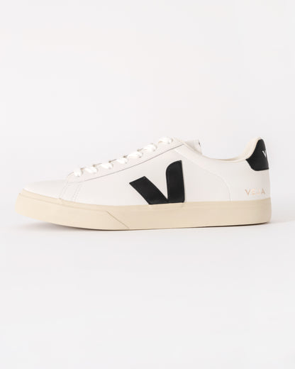 Veja Campo Leather Mens Trainers - White/Black - CHO - Designer Mens Trainers