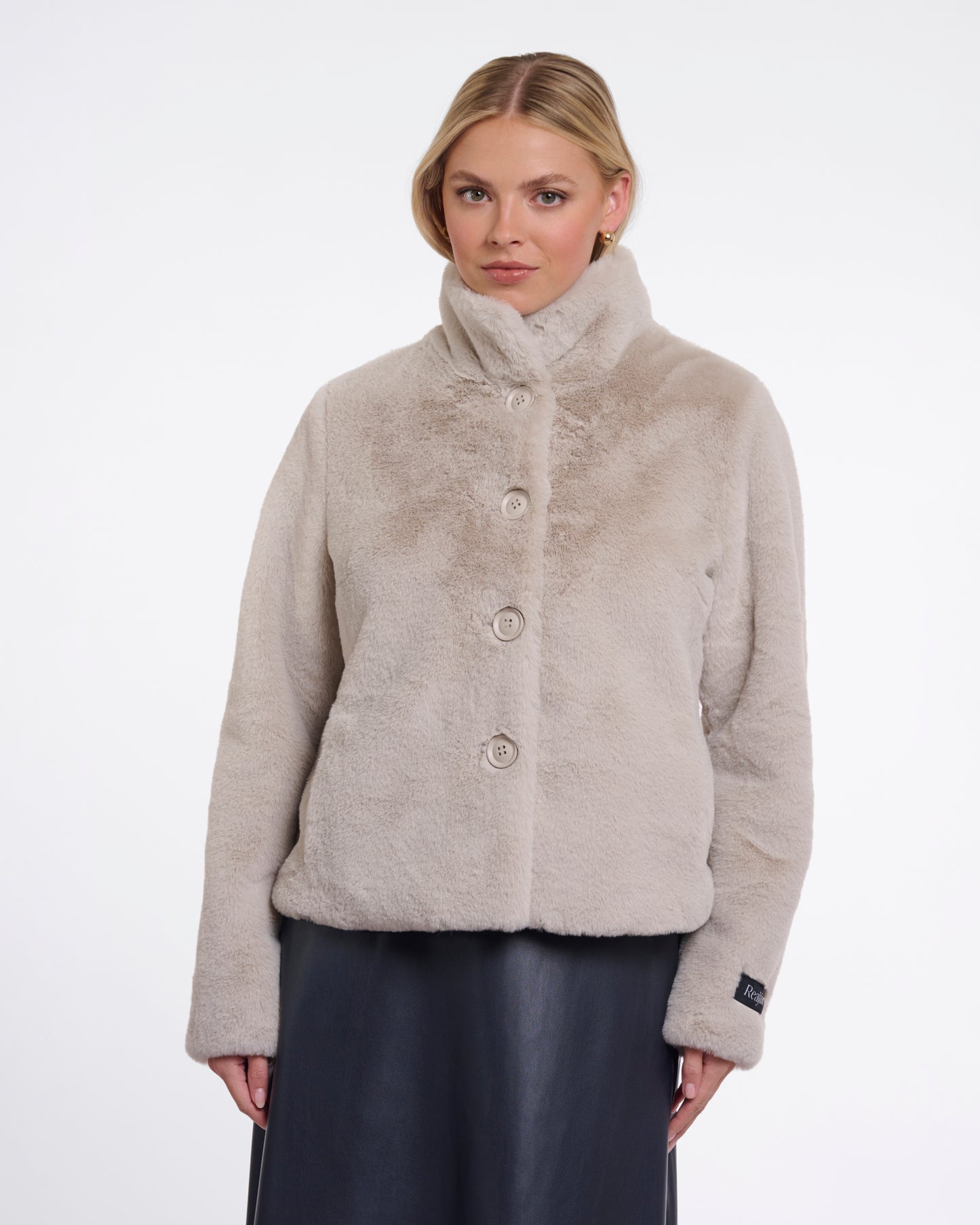 Rino & Pelle Vie Womens Single Breasted Faux Fur Jacket - Birch | CHO | Designer Womens faux fur jacket