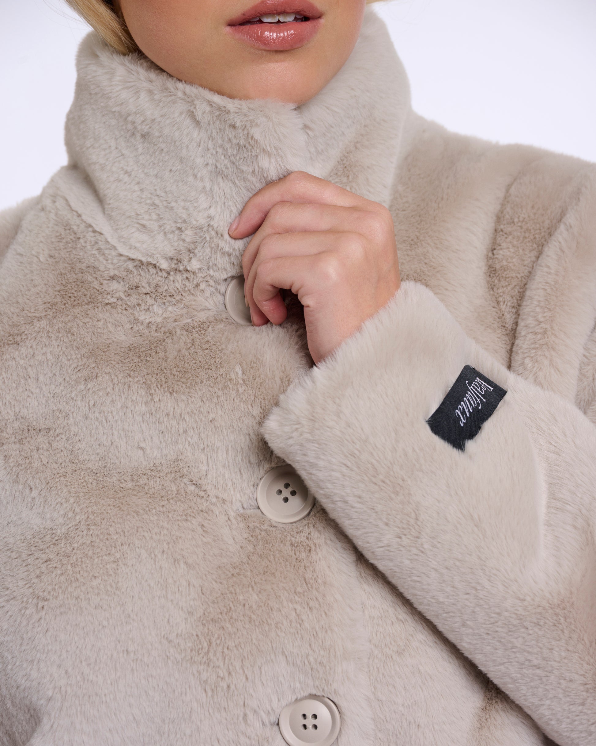 Rino & Pelle Vie Womens Single Breasted Faux Fur Jacket - Birch | CHO | Designer Womens faux fur jacket