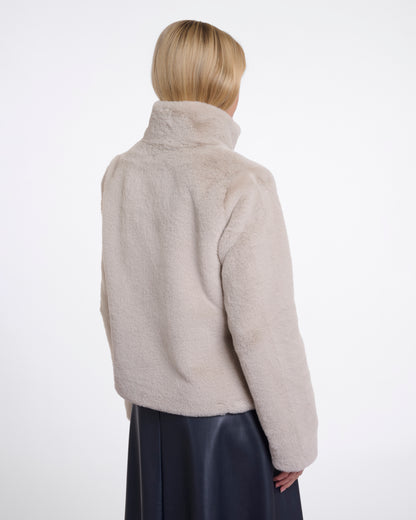 Rino & Pelle Vie Womens Single Breasted Faux Fur Jacket - Birch | CHO | Designer Womens faux fur jacket