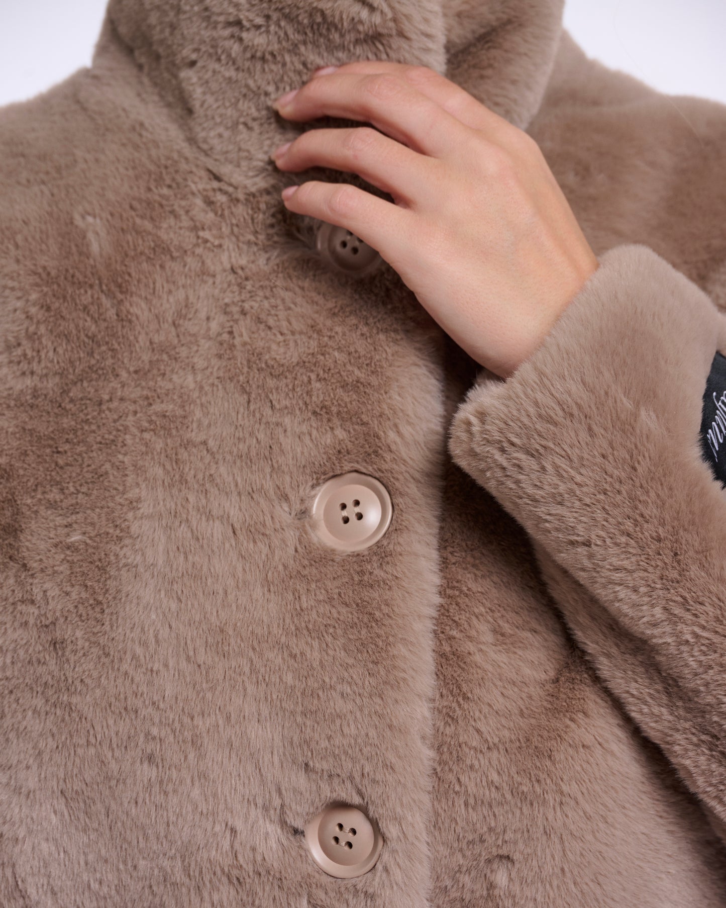 Rino & Pelle Vie Womens Single Breasted Faux Fur Jacket - Mocha Latte