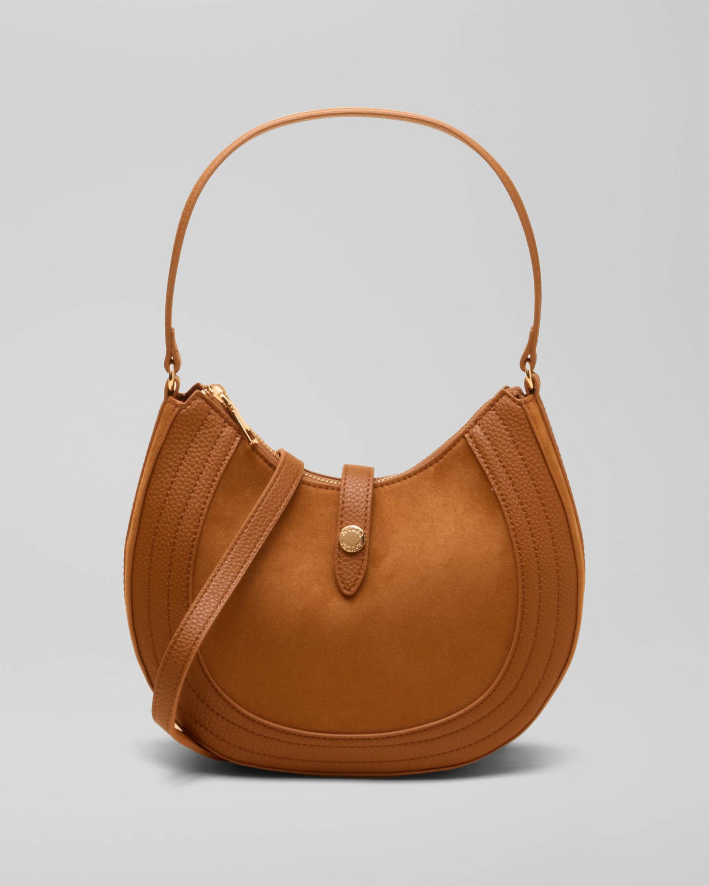 Joules Womens Faux Leather Saddle Bag - Tan Brown, front