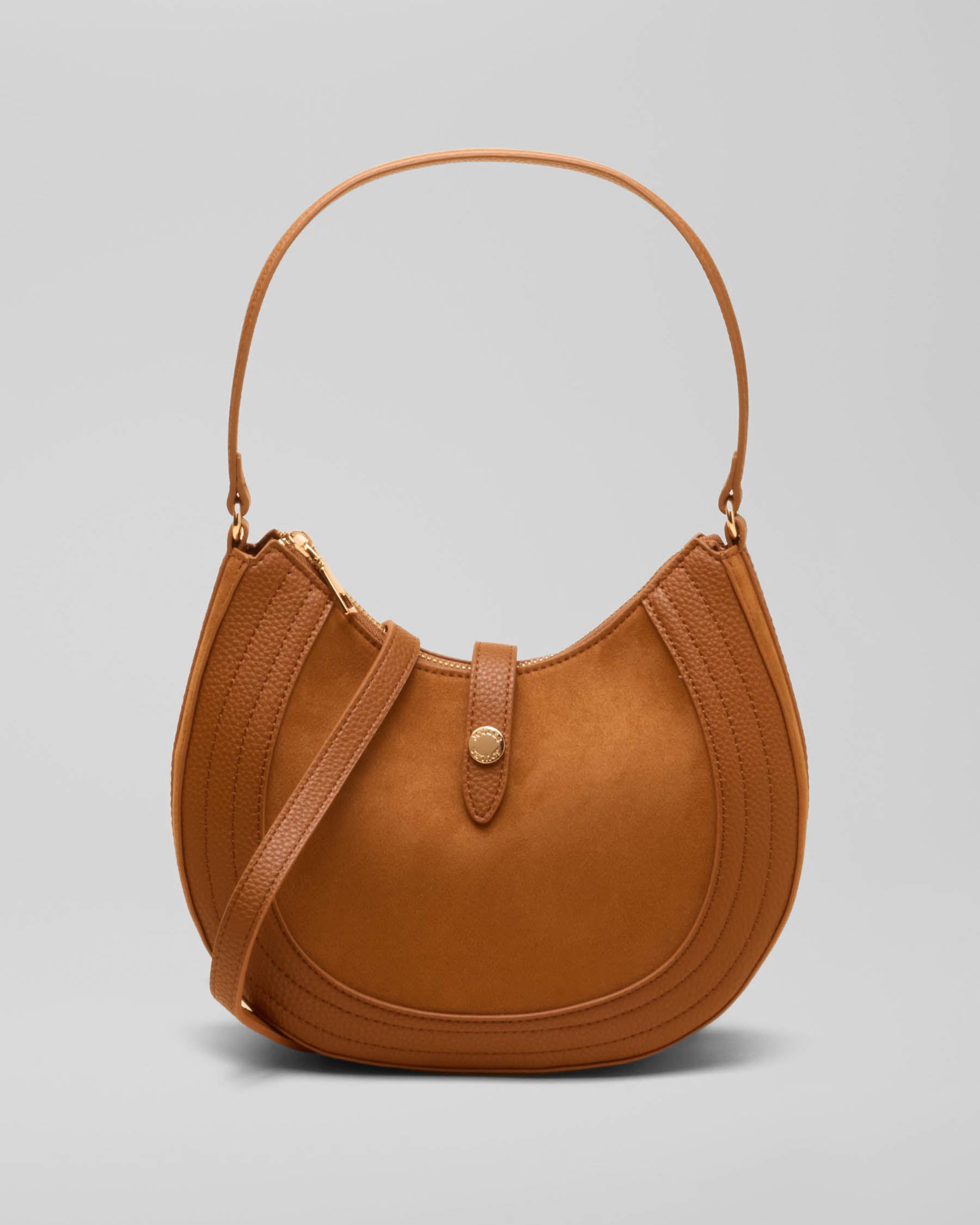 Joules Womens Faux Leather Saddle Bag - Tan Brown, front