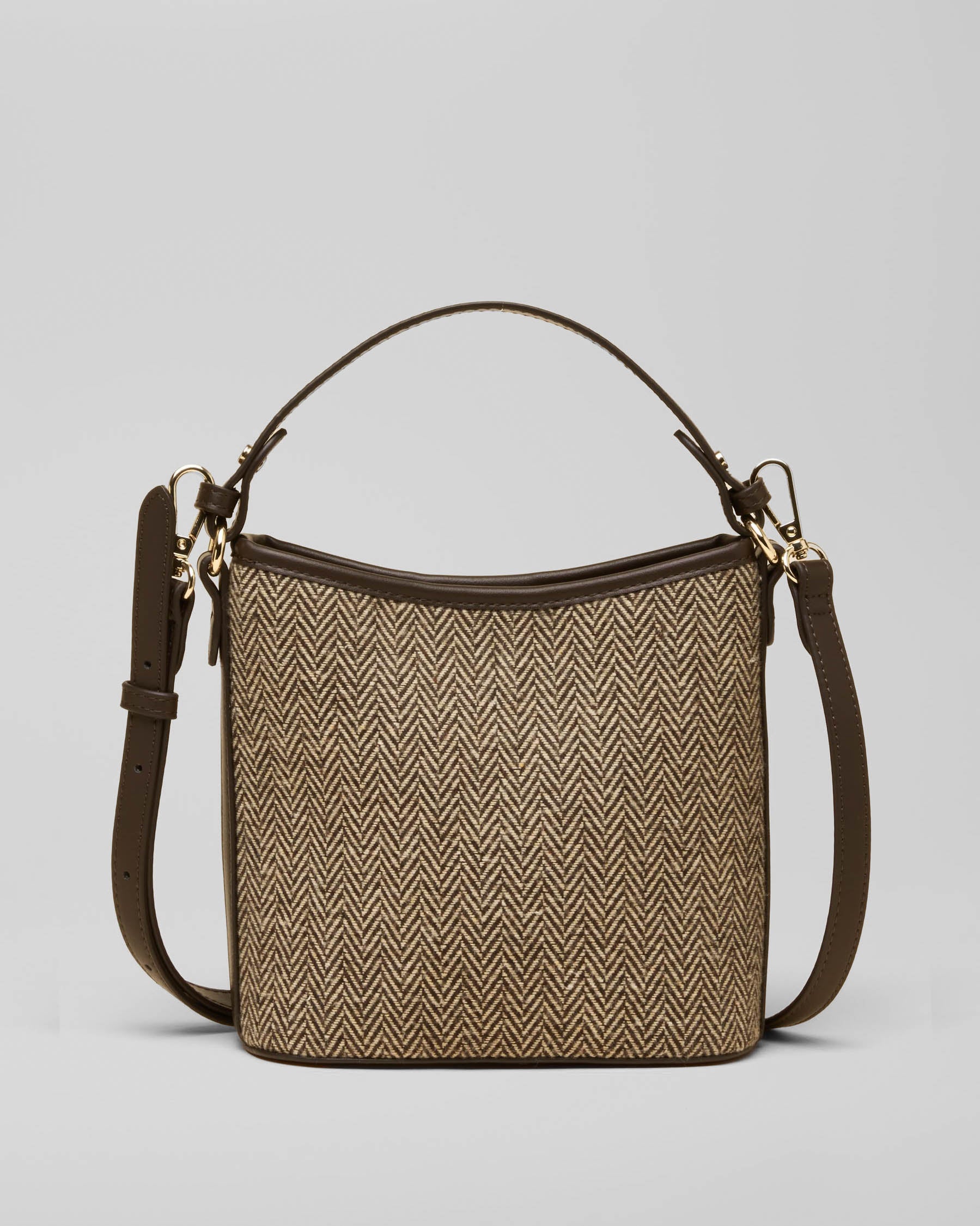 Joules Womens Bucket Bag - Neutral Herringbone, back