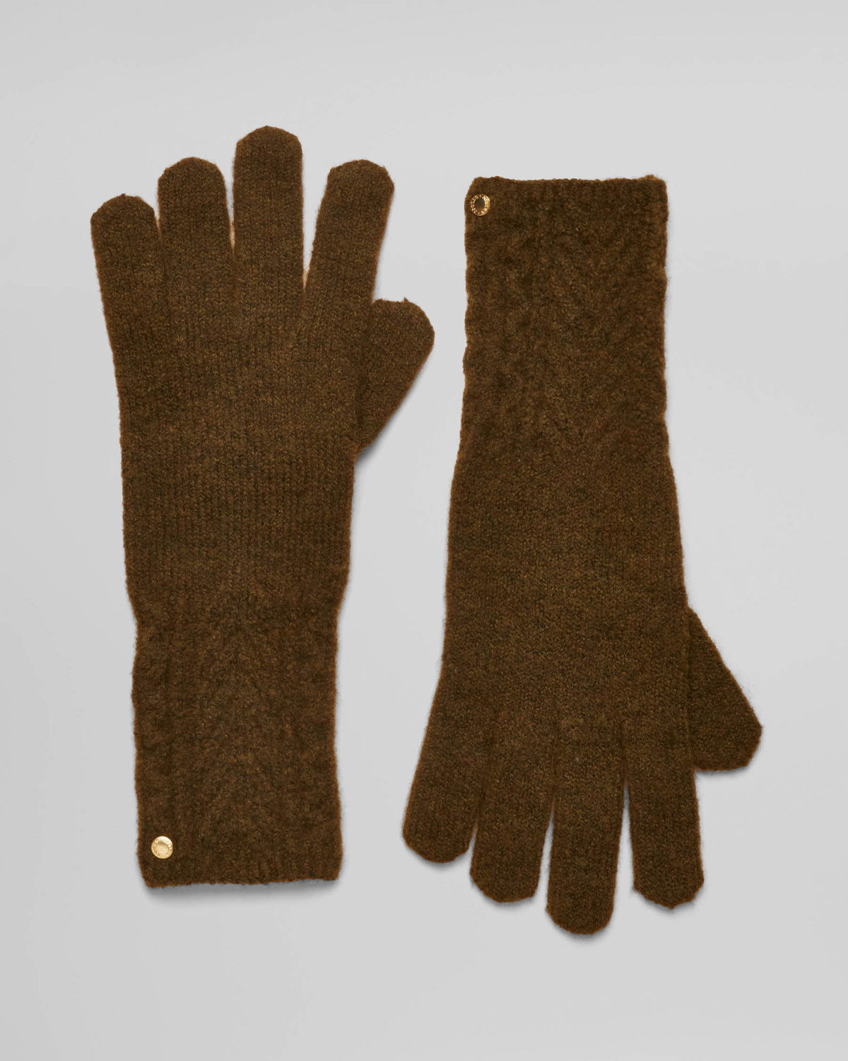 Joules Womens Cable Knit Gloves - Khaki Green