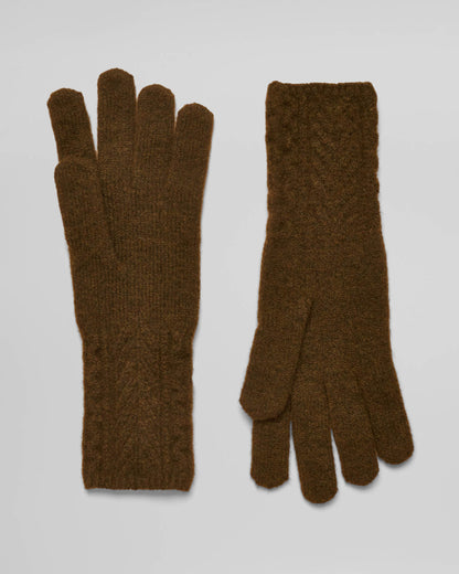 Joules Womens Cable Knit Gloves - Khaki Green