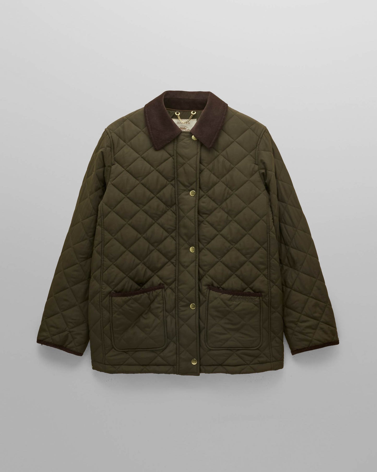 Joules Highgrove Womens Showerproof Diamond Quilted Jacket - Khaki Green