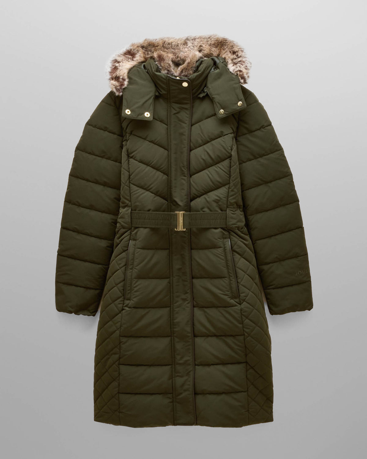 Joules Aspen Long Womens Parka - Dark Green