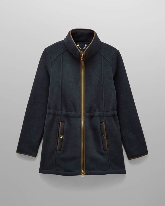 Joules Womens Heritage Longline Fleece Jacket - Navy | CHO | Designer Womens Fleece Jackets