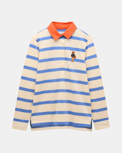 Joules Falmouth Jonty Womens Rugby Shirt - Blue/White | CHO | Designer 