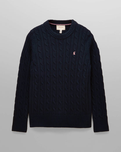 Joules Womens Classic Cable Knit Jumper - Navy - CHO - Designer 