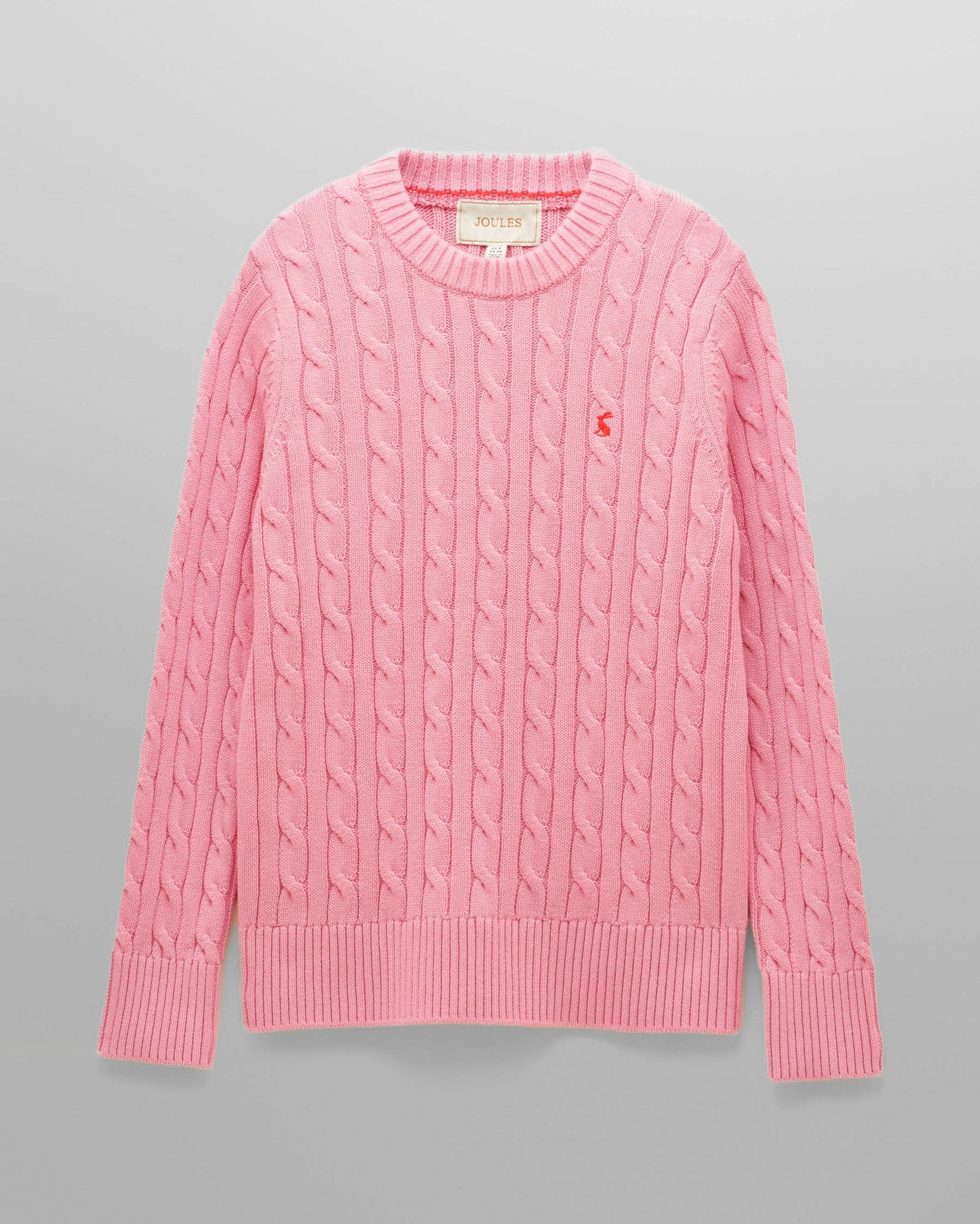 Joules Womens Classic Cable Knit Jumper - Pink - CHO - Designer 