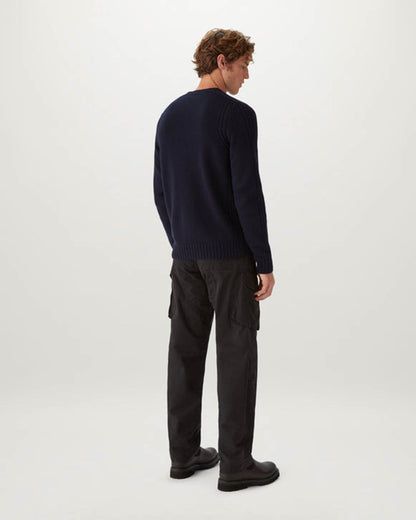 Belstaff Watch Mens Crew Neck Jumper With Logo Patch - Dark Ink