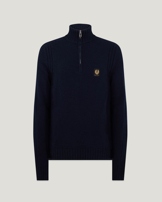 Belstaff Watch Mens Quarter Zip Jumper - Dark Ink
