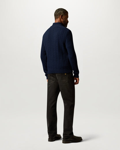 Belstaff Mens Westport Quarter Zip Cable Knit Jumper - Dark Ink