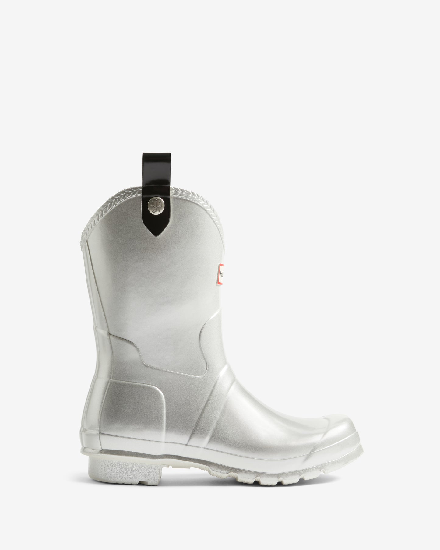 Hunter Womens Original Metallic Cowboy Boot Wellies - Silver | CHO | Designer Womens Short Wellies